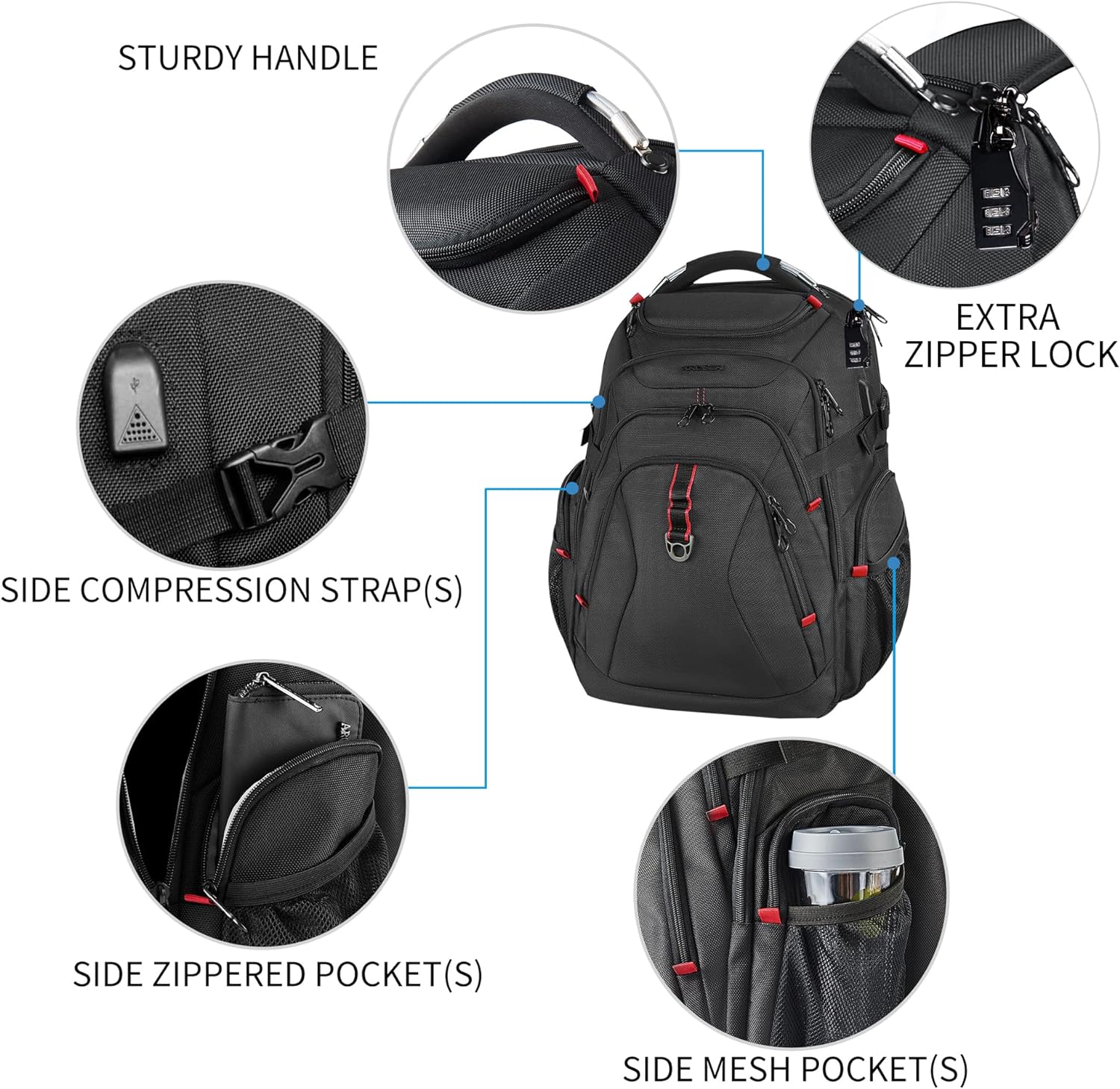 KROSER Travel Laptop Backpack 17.3 Inch XL Computer Backpack with Hard Shell Saferoom RFID Pockets Water-Repellent Business College Daypack Stylish Bag for Men/Women-Black 24Hr Smart